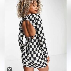 Daisy Street Black and White Checkered Dress